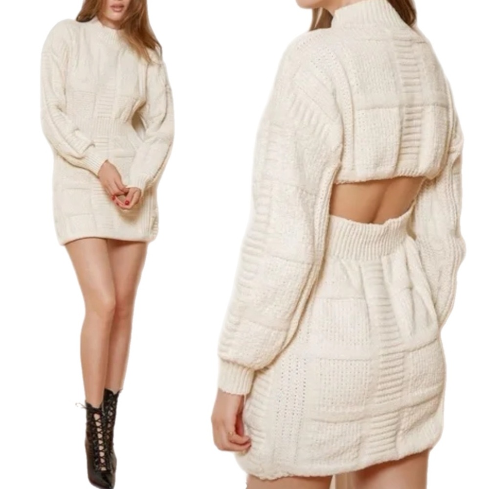 Lulus Patchwork It Cable Knit Cutout Sweater Dres… - image 2